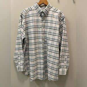 L. L. Bean traditional fit long sleeve button down size 17 34 blue & green plaid